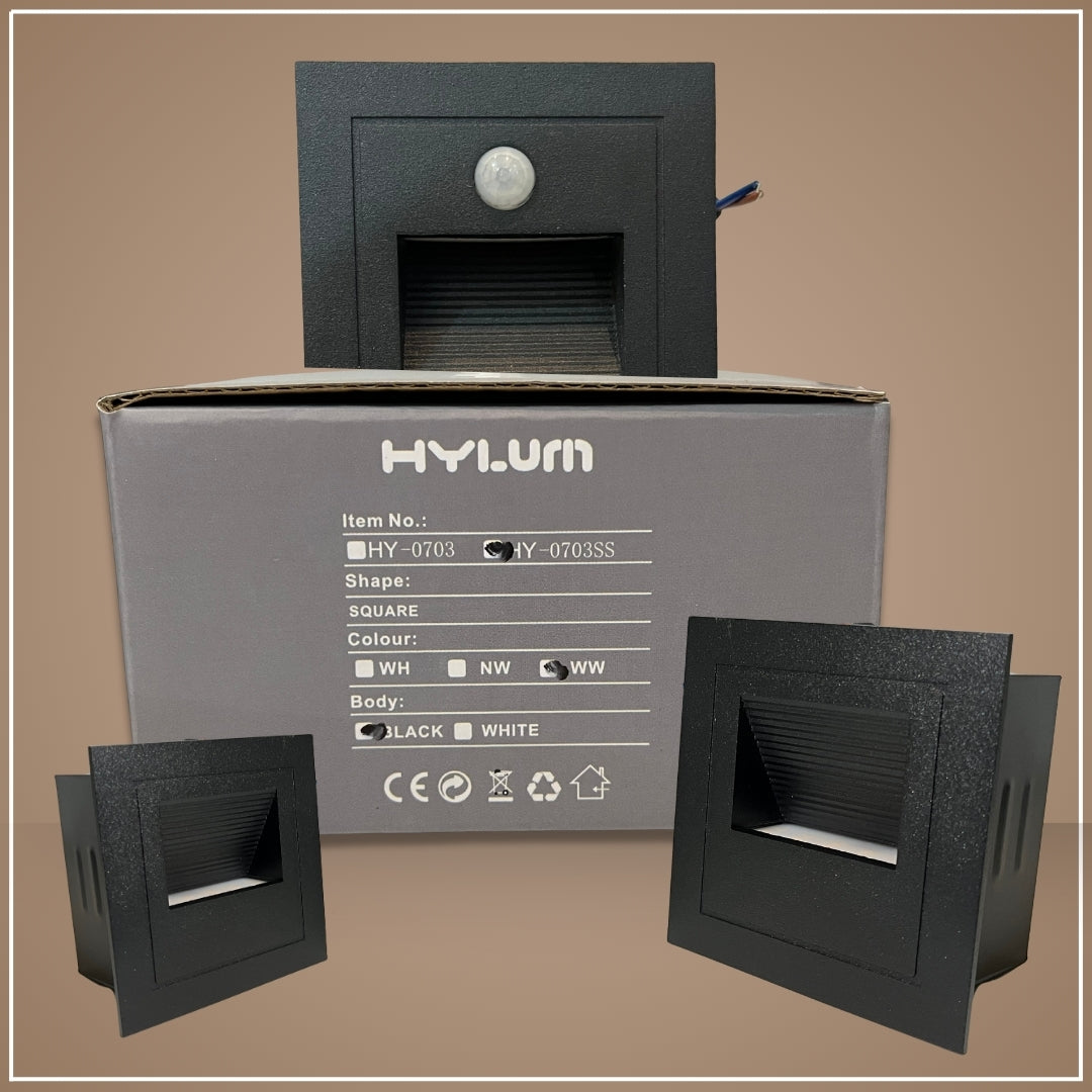 Hylum 3 Watt HY-0703 Square | Wall Light – Black Body, Warm White