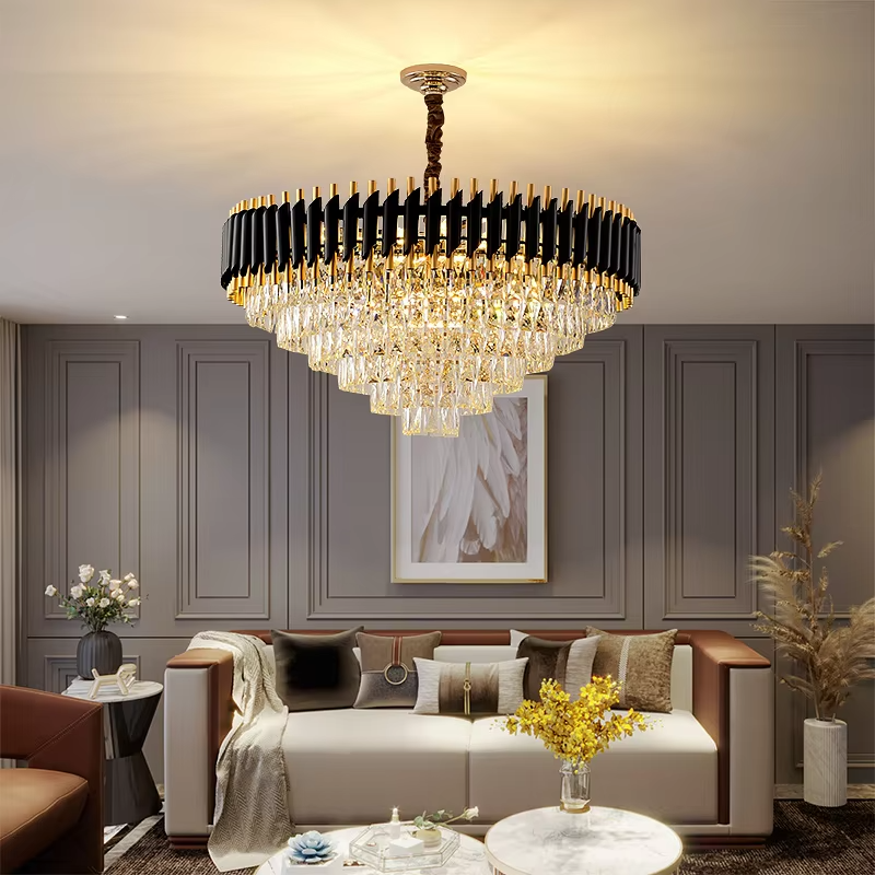 Black Gold Mamba Chandelier, luxurious modern chandelier, statement lighting for living room, dining room, and elegant home interiors.
