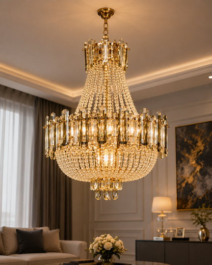 Manara Opulent Crystal Chandelier | Luxury Gold Chandelier