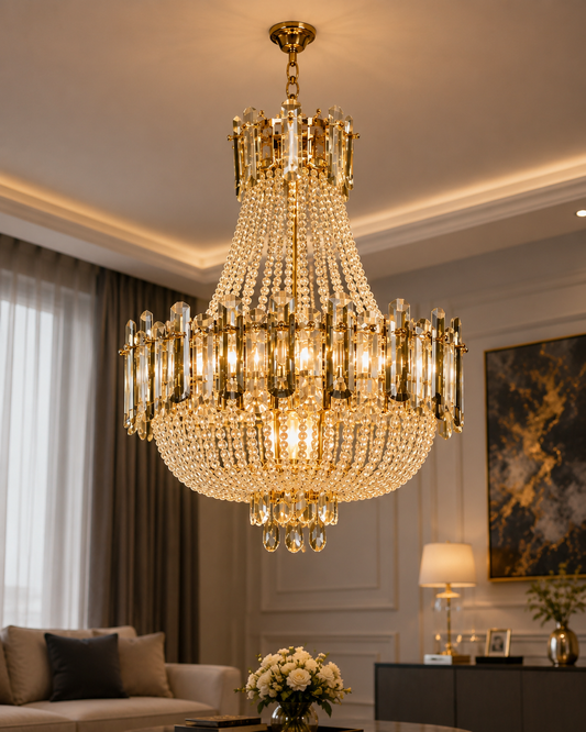 Manara Opulent Crystal Chandelier | Luxury Gold Chandelier