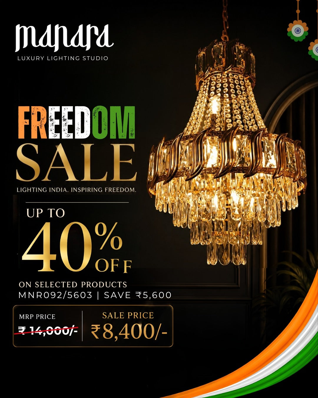 Manara Aurelia Crystal Chandelier | Luxury Gold Chandelier