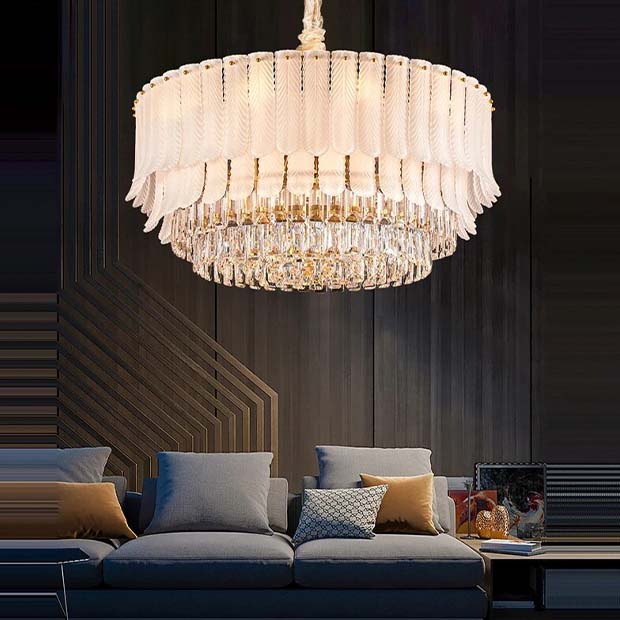 White Alhambra Chandelier, modern chandelier lighting, elegant living room and dining room lighting, luxury home décor lighting.
