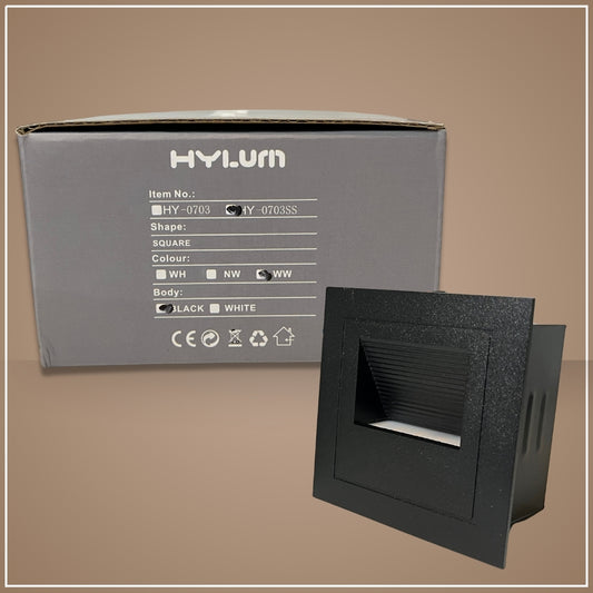 Hylum 3 Watt HY-0703 Square | Wall Light – Black Body, Warm White